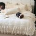 French Princess Style Winter Thickened Milk Velvet Four-Piece Set Romantic Lace Trim Duvet Cover Bed Skirt Bedding_maomaolike.com