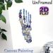 Pressed Floral Skeleton Hand Painting Poster, Delicate Blue & Purple Pressed Floral Skeleton Hand Poster, Unique Artistic Decor For Living Room_maomaolike.com