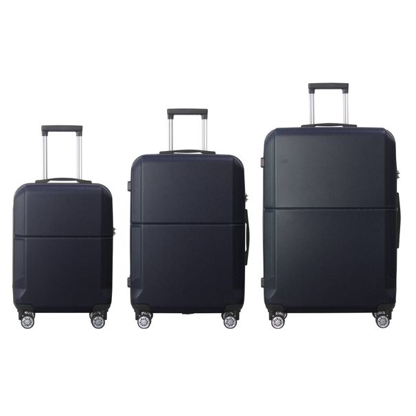 BLUE 3-Piece Premium ABS Luggage Set-20", 24", And 28" Suitcases With Multi-Position Handle, Silent Spinner Wheels, And TSA-Approved Lock-Durable, Stylish, And Spacious Travel Gear_maomaolike.com