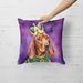 Redbone Coonhound King Of Mardi Gras Throw Pillow Machine Washable, Indoor Outdoor Decorative Pillow For Couch, Bed Or Patio, 18Hx18W_maomaolike.com