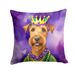 Irish Terrier King Of Mardi Gras Throw Pillow Machine Washable, Indoor Outdoor Decorative Pillow For Couch, Bed Or Patio, 14Hx14W_maomaolike.com