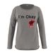 Women's Clothing I'M OKAY printed sweatshirt women's loose bat long sleeve top_maomaolike.com