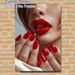 Red Lip & Nail Glam Painting Poster, Glossy Elegant Close-up Of Matching Red Lips And Manicure Poster, Stylish Glamorous Decor Suitable For Beauty_maomaolike.com