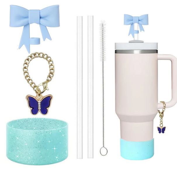 Accessories Set 10mm Diamond Straw Cap Glitter Silicone Cup Protective Cover Personality Trend_maomaolike.com