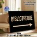 French Bibliothèque Themed Painting Poster, Minimalist Typography With Arrow Poster, Clear Directional Guide, Ideal For Home Library And Study Room_maomaolike.com