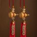 Brass Five Emperor Coins Door-to-Door Gourd Pendant Natural Open Mouth Door Living Room Bedroom Red Tassel Fu Character_maomaolike.com