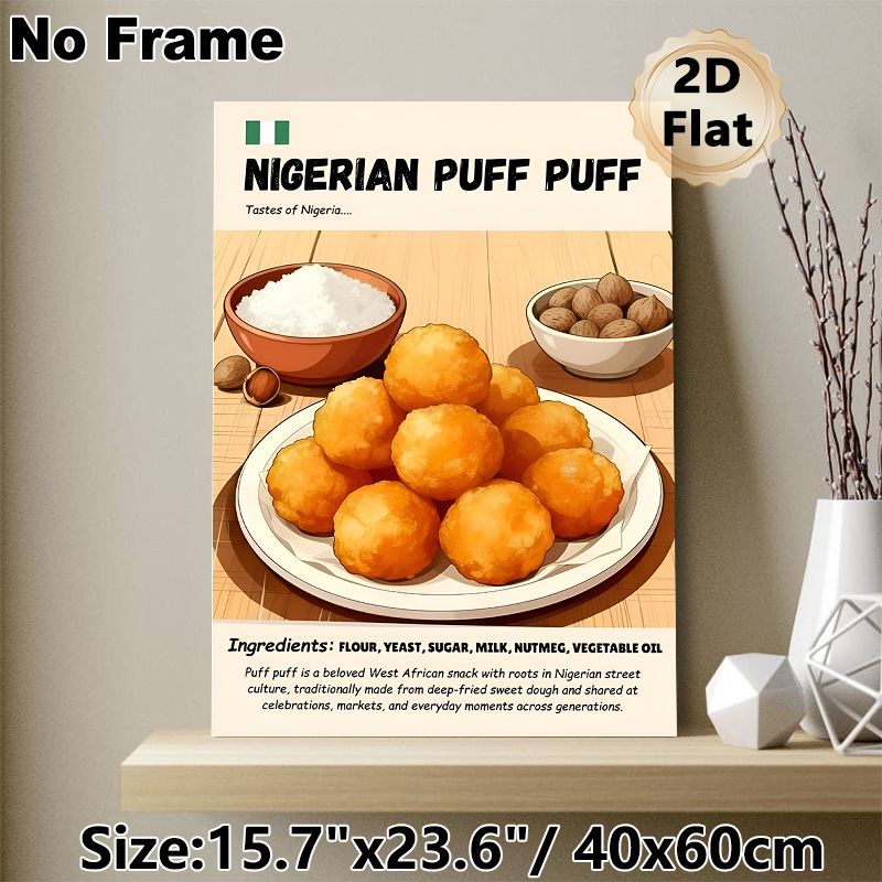 Nigerian Puff Puff Painting Poster, Vibrant Illustrated Culinary Poster, Showcases Authentic West African Snack Details, Ideal For Kitchen And Dining_maomaolike.com