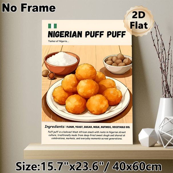 Nigerian Puff Puff Painting Poster, Vibrant Illustrated Culinary Poster, Showcases Authentic West African Snack Details, Ideal For Kitchen And Dining_maomaolike.com