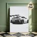 Sports Car Painting Poster, Sleek Monochrome 2022 GT3 RS Racing Car Poster, Stylized High-performance Automotive Artwork, Ideal For Garage, Man Cave_maomaolike.com