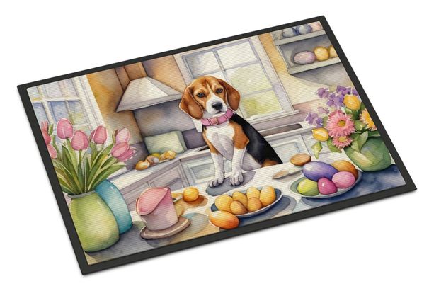 Decorating Easter Beagle Doormat Front Door Mat Indoor Outdoor Rugs For Entryway, Non Slip Washable Low Pile, 24H X 36W_maomaolike.com