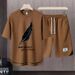 Men's Clothing 2024 Waffle Casual Summer Suit Men's Loose Teen Short sleeved T shirt Shorts Handsome Two piece Suit_maomaolike.com
