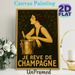 Champagne & Vintage Lady Painting Poster, Elegant Art Deco Style Poster, Retro Dark-toned Design With Graceful Lady And Champagne Bucket, Suitable For_maomaolike.com
