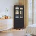 Kitchen Pantry Cabinet, Freestanding Tall Storage Cabinet, Utility Cupboard, Pantry Cabinet With Tempered Glass Doors And Adjustable Shelves For Kitchen, Living Room, Dining Room_maomaolike.com
