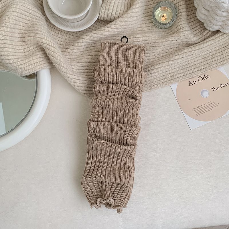 Tights Fine straight long leg tights y2k over the knee knit pile sock yarn leg warm 100 foot cover_maomaolike.com