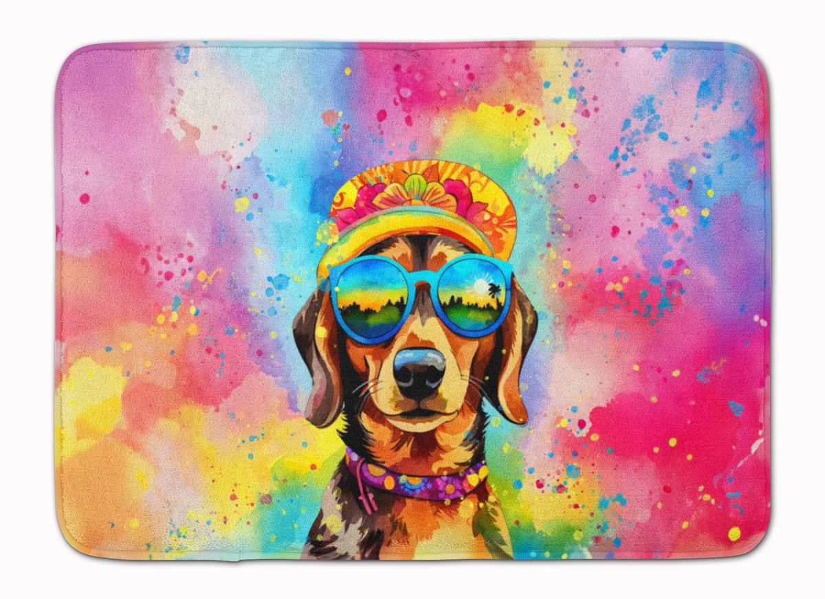 Dachshund Hippie Dawg Memory Foam Kitchen Mat Machine Washable Anti-Fatigue Mat Cushion Comfort Bath Mat Or Kitchen Rug_maomaolike.com
