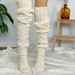 Autumn And Winter Solid Color Hollow Mesh Long Tube Over The Knee Pile Socks Women's Knitted Socks_maomaolike.com