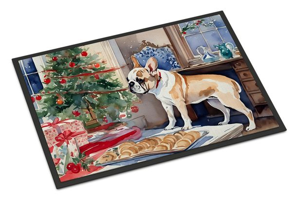 French Bulldog Christmas Cookies Doormat Front Door Mat Indoor Outdoor Rugs For Entryway, Non Slip Washable Low Pile, 24H X 36W_maomaolike.com