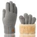 Knitted wool cold proof warm gloves men's thick outdoor cycling plus velvet touch screen winter gloves_maomaolike.com