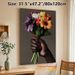 Hand Holding Colorful Flower Bouquet Painting Poster, Vibrant Realistic Floral Art Poster, Elegant Decorative Artwork Ideal For Living Room, Bedroom_maomaolike.com