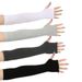 Unisex Long half-finger gloves with wooden ear edge Knitted warm cotton solid color open finger ruffled extended gloves_maomaolike.com