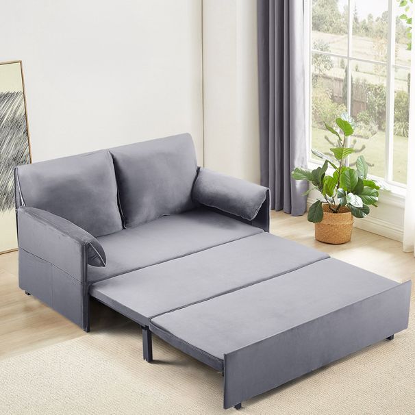 63inch Variable Sofa Bed With Double Armrest,
Grey Velvet Fabric Sofa Bed,
Pull-down 80inch Comfortable Large Bed_maomaolike.com