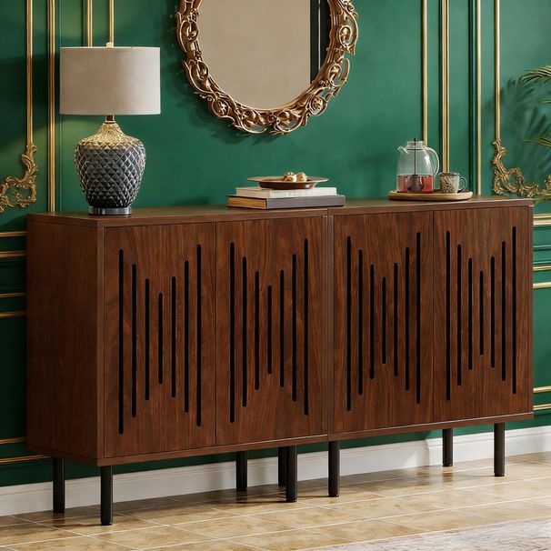 Sideboard Buffet, Set Of 2 Storage Cabinet With Adjustable Shelves_maomaolike.com