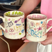 Childhood Graffiti Butterfly Cream Ceramic Cup Office Coffee Cup Couple Breakfast Cup_maomaolike.com