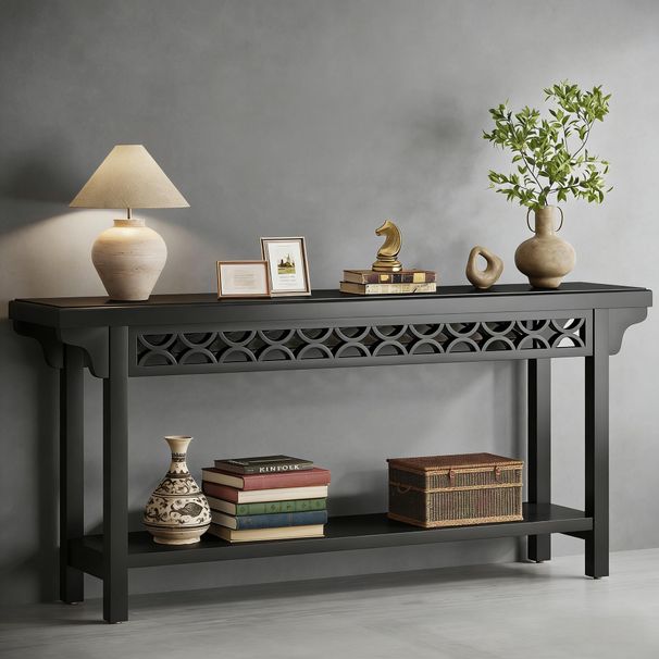 Farmhouse Console Table, 70.8" Narrow Wood Sofa Table With Storage_maomaolike.com
