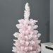 5 Ft Snow Flocked Artificial Pencil Christmas Tree, Slim Xmas Tree With Realistic Branches And Plastic Base Stand For Indoor Decoration, Pink_maomaolike.com