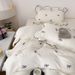 Wholesale INS Korean Bowknot Embroidery Skin-friendly Soft Brushed Four-piece Princess Style Ruffled Edge 4-piece Set_maomaolike.com