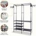 Clothing Rack Clothes Rack, 66'' Multifunctional Garment Rack For Hanging Clothes, 4 Tiers Portable Closet Rack With 4 Hooks & 2 Hanging Rods, Coated Metal Freestanding Closet Wardrobe System, Black_maomaolike.com