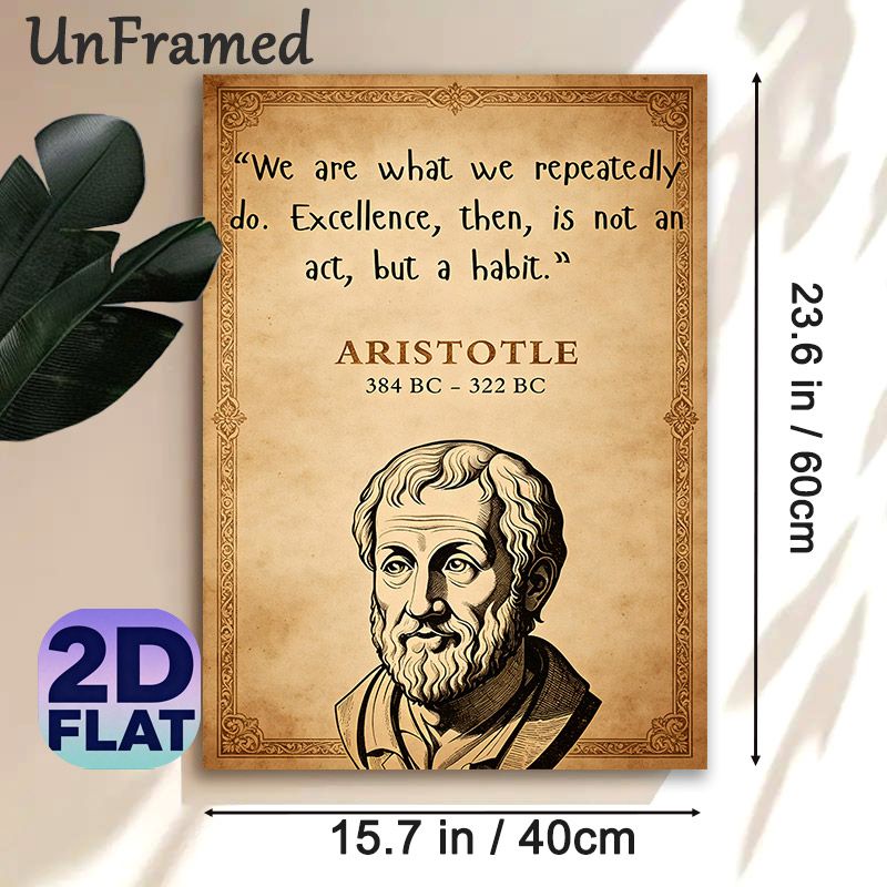 Aristotle Inspirational Quote Painting Poster, Vintage-style Portrait & Motivational Slogan Poster, Thought-provoking Decor Ideal For Home Office_maomaolike.com