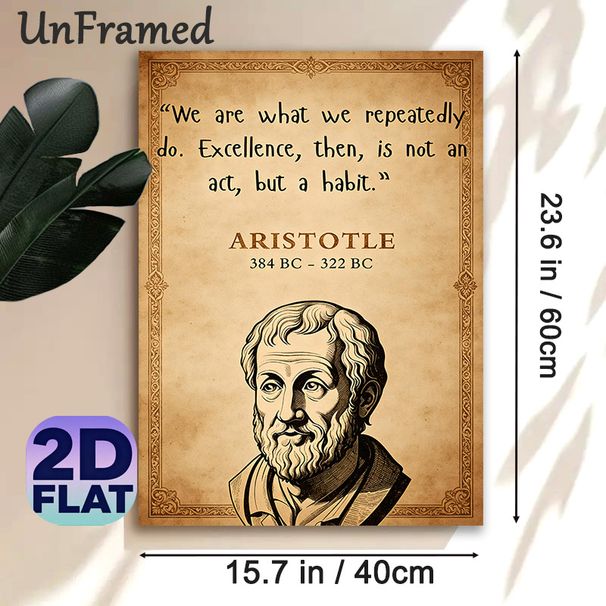 Aristotle Inspirational Quote Painting Poster, Vintage-style Portrait & Motivational Slogan Poster, Thought-provoking Decor Ideal For Home Office_maomaolike.com