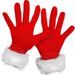 Christmas Short canary and white wool gloves Christmas party ceremonial performance gloves_maomaolike.com