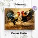 Rooster Fight Themed Painting Poster, Vibrant Impressionist Style Dynamic Dueling Roosters Scene Poster, Rich Textured Art Ideal For Farmhouse_maomaolike.com