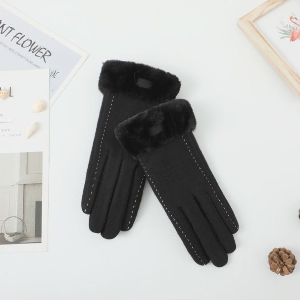 Cashmere gloves winter and autumn plus velvet thickened to keep warm version cute driving touch screen cashmere gloves to keep warm_maomaolike.com
