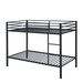 Metal Bunk Bed Twin Over Twin, Low Profile Bunk Bed Frame WithBuilt-in Ladder, High Guardrail And Metal Slats, Space-Saving Twin Size Bed Frame For Kids Teens, No Box Spring Required, Black_maomaolike.com