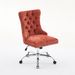 A&A Furniture Office Chair,Modern Chenille Upholstered Tufted Button Home Office Chair With Chrome Metal Base,Adjustable Desk Chair Swivel Office Chair Orange_maomaolike.com