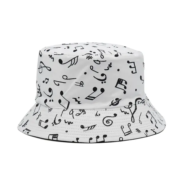 Hot Sale 2024 Fashion White Music Note Bucket Hats Sun Hip Hop Man Womens Fisherman Caps_maomaolike.com