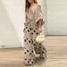 Women's Clothin fashion oblique collar one shoulder high waist casual printed pants suit for women_maomaolike.com