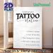 Temporary Tattoo Station Painting Poster, Minimalist Black-and-White Typographic Poster, Clear Step-by-step Temporary Tattoo Application Guide, Ideal_maomaolike.com