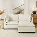Comfy Cloud Couch Loveseat With Ottoman, Modern Chenille Love Seat Upholstered Modular Couch Sleeper For Living Room, Apartment, Studio, Office(Beige White)_maomaolike.com