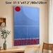 Abstract Geometric Painting Poster, Minimalist Blue-toned Poster With Bold Red Circle & White Lines, Sleek Modern Decor For Living Room, Office Wall_maomaolike.com