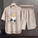 Men's Clothing 2024 Waffle Casual Summer Suit Men's Loose Teen Short sleeved T shirt Shorts Handsome Two piece Suit_maomaolike.com