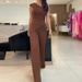 Women's solid color oblique collar striped elastic slim fit knitted sweater and pants suit for women_maomaolike.com