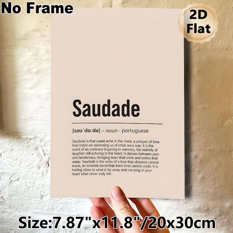 Saudade Definition Painting Poster, Minimalist Typographic Text Art Poster, Thought-provoking Emotional Word Description, Ideal For Bedroom And Living_maomaolike.com