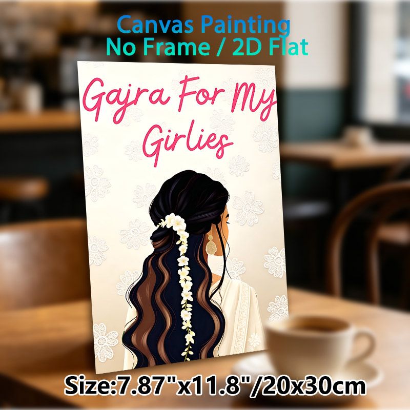 Gajra Themed Painting Poster, Soft-toned Illustrative Poster, Delicate Floral Hair Adornment & Lace Pattern Design, Ideal For Bedroom, Living Room_maomaolike.com
