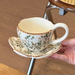 Vintage Nordic Style Coffee Cups And Plates, Couple's Souvenirs, Ceramic Cups With Plates_maomaolike.com
