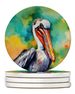 Hippie Animal Pelican Large Sandstone Coasters Pack Of 4 Absorbent Round Coasters Decor Gifts For Men Or Women, 4 In, Multicolor_maomaolike.com