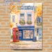 Autumn Book Shop Painting Poster, Warm Watercolor Cozy Street Scene Poster, Charming Literary-themed Decor With Fall Foliage, Ideal For Living Room_maomaolike.com